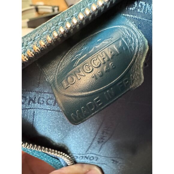 Longchamp Teal Leather Gold Zipper Tablet Portfolio Case 8"x10"x1"Made in France - Picture 3 of 8